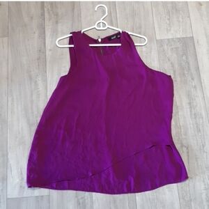Womens Blouse Tank top dressy Purple Zipper back XL a.n.a